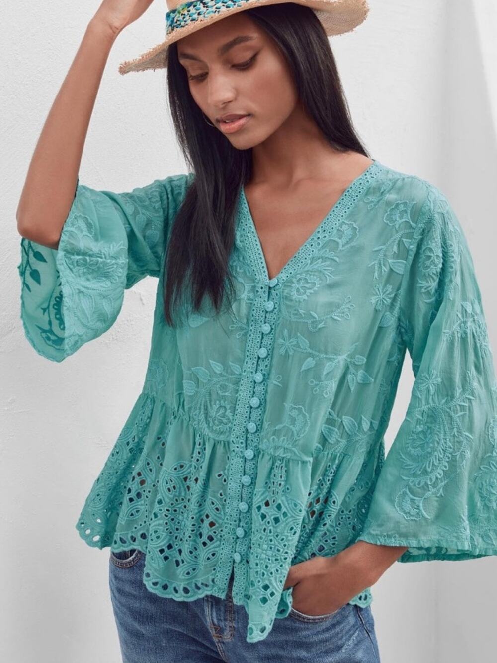 JOHNNY WAS Ingrid Reveka Blouse Size XS